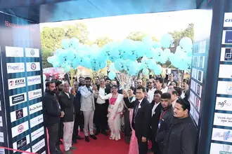 Balloon release opening Saurabh Jain's 30-hour non-stop speech