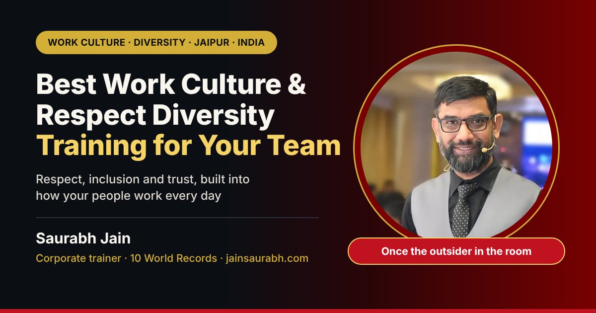 Saurabh Jain, best Work Culture & Respect for Diversity Trainer in Jaipur, Rajasthan, India